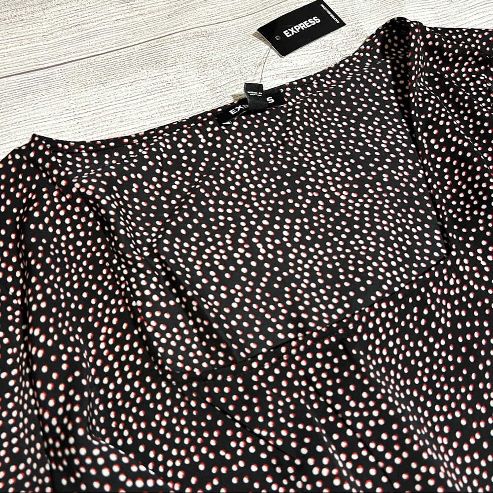 EXPRESS Square Neck Ruffle Wrap Dress - Picture 8 of 16